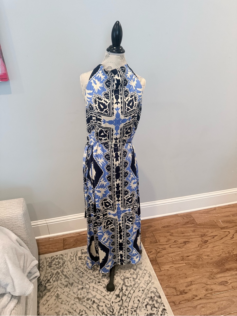H&M Blue and Black Printed Maxi Dress